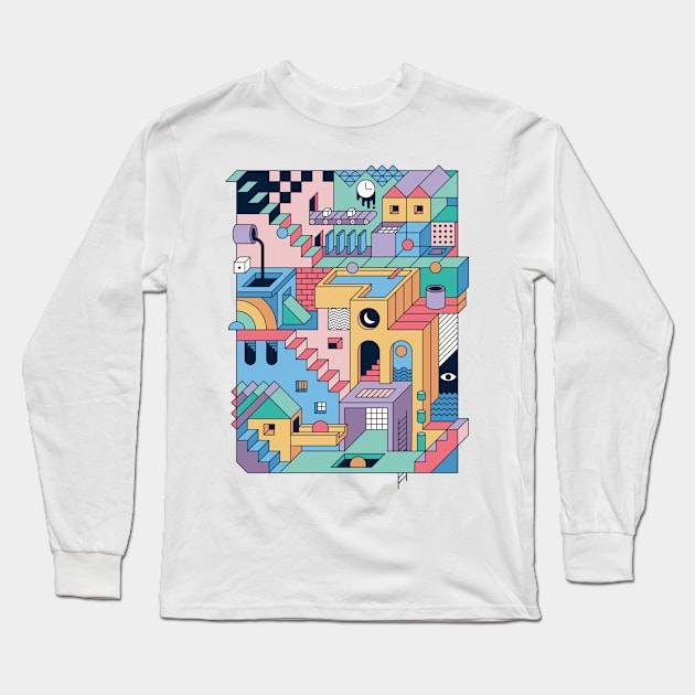 80s Escher Long Sleeve T-Shirt by Thepapercrane